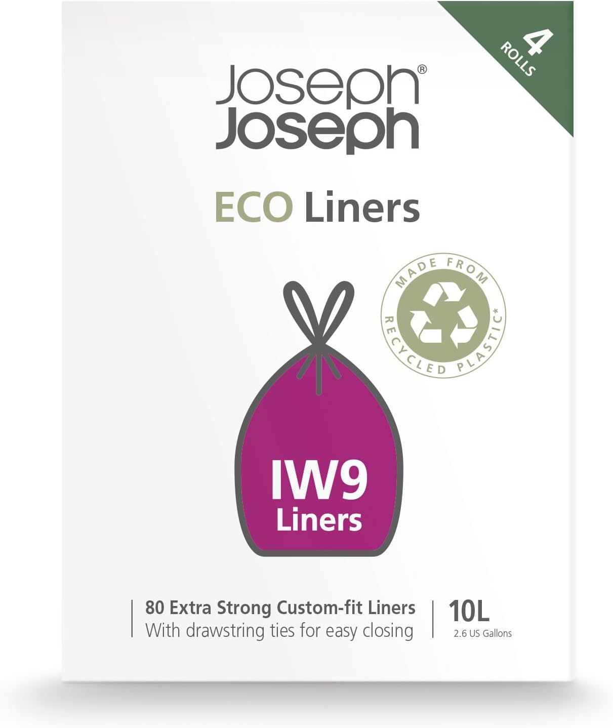 Joseph Joseph IW4 50L Eco Liners Recycled Bin Liners (20 Pack) - Grey image number 1