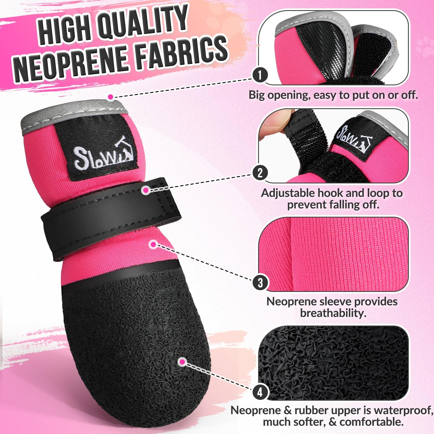 Slowton Dog Shoes - Breathable Dog Sock Shoes for Hardwood Floor Dog Boots with Reflective Stripes for Small to Large Dogs, Outdoor Summer Hot Pavement Waterproof Non-Slip