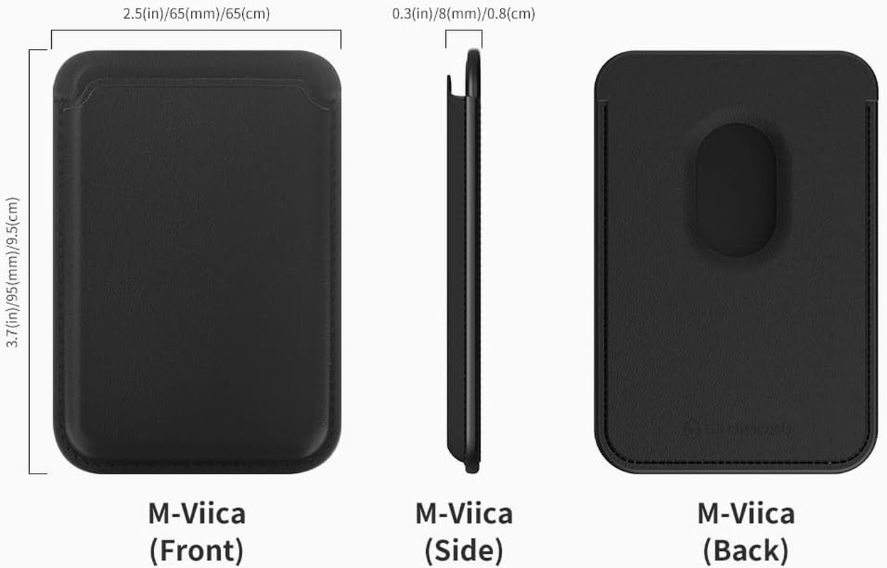 Sinjimoru Magnetic Card Wallet, Premium Vegan Leather Phone Wallet for Magsafe 3-Card Holder Compatible with Iphone 17 16 15 14 13 12 Series. M-Viica Black image number 1