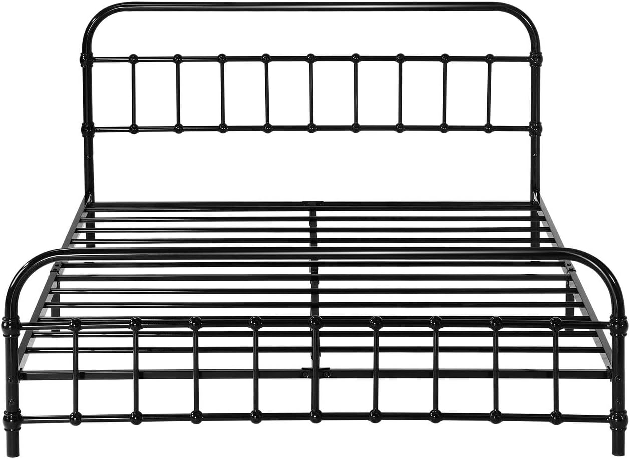 Oikiture Double Bed Frame Metal Bed with Extra Storage Space Home Bedroom Bed Base Plaform image number 3