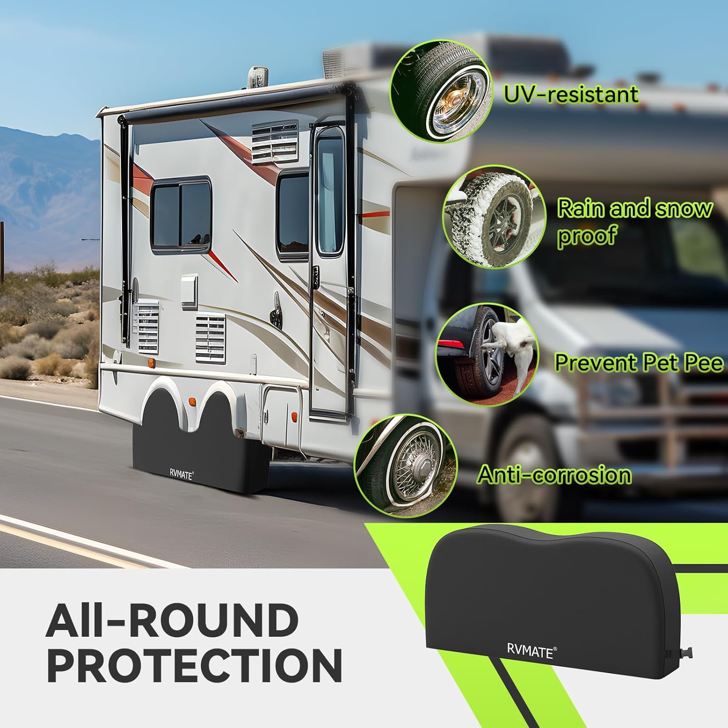 RVMATE RV Tire Covers, Dual Axle Wheel Cover (2 Pack) Fits 24"-27" Diameter Tires, Waterproof Anti-Uv 420D Oxford Black Dual Tire Covers RV Accessories for Rv/Truck/Trailer image number 5