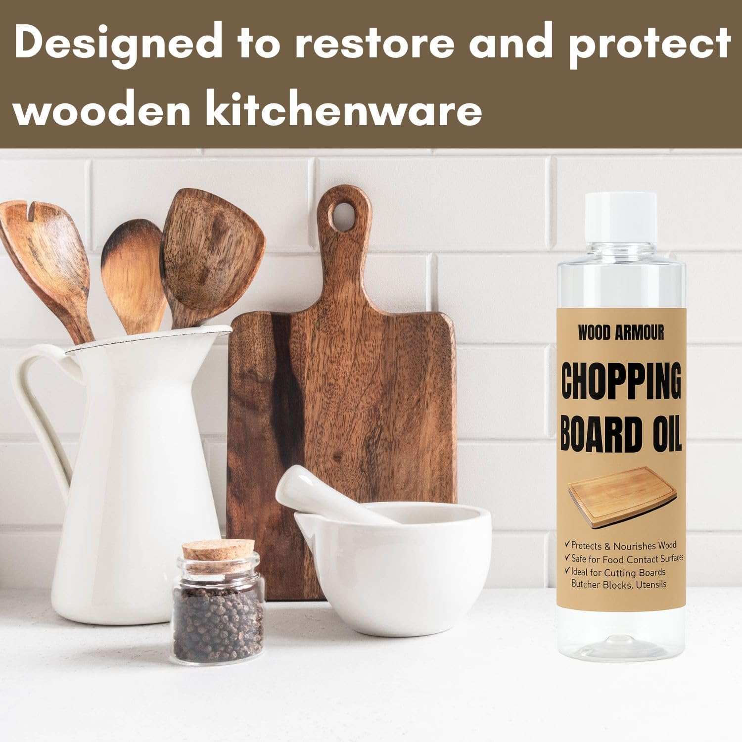 Chopping Board Oil Food Grade, Wood Conditioner & Finishing Oil, Ideal for Butcher Blocks, Cutting Boards, Wood Countertops, Wood Boards, Wooden Kitchen Utensils (200Ml) image number 3