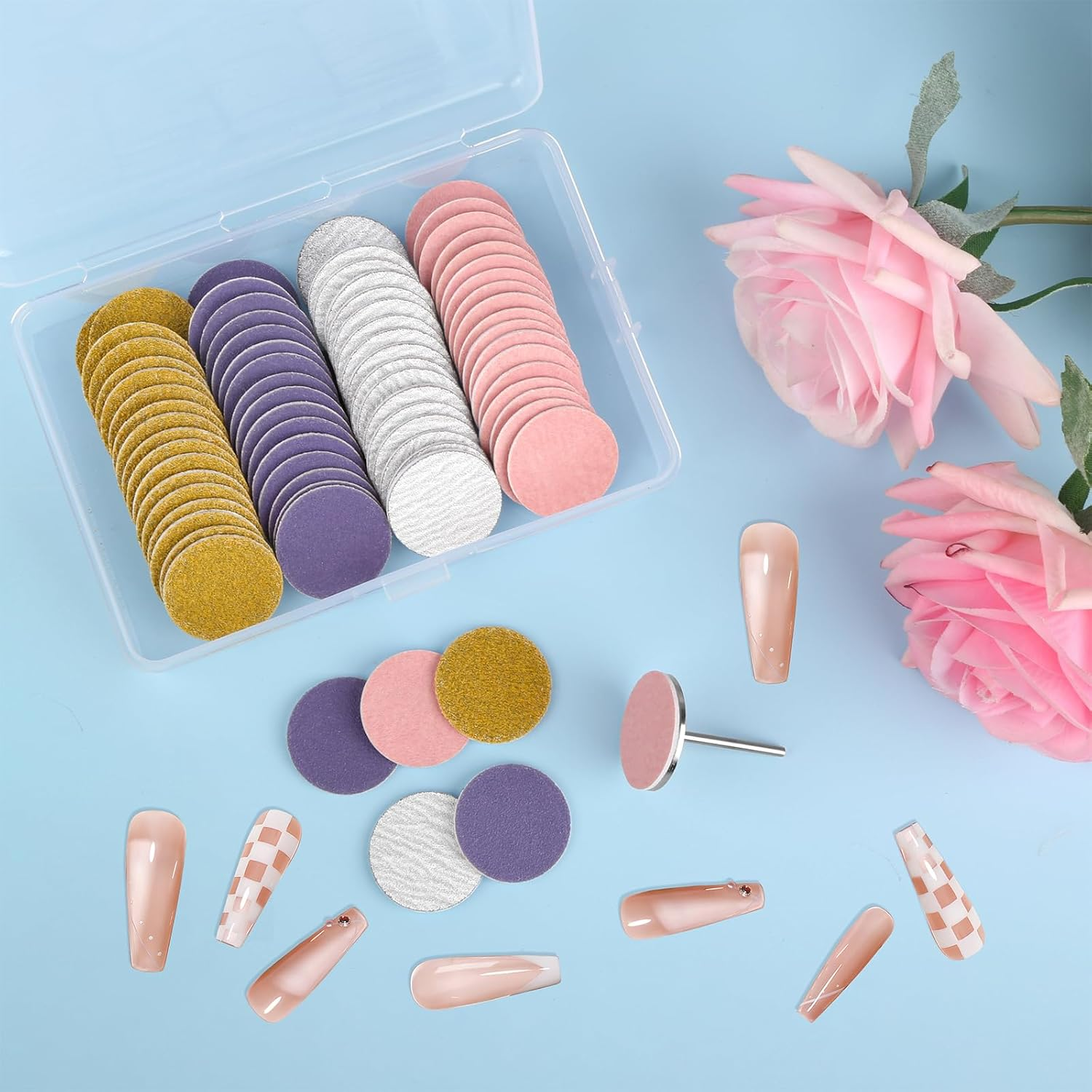 Zhufubao Pack of 80 Sanding Discs Pedicure 25 Mm Pedicure Sandpaper Discs (Grit 80 150 180 240), 1 Level Axis, Dead Skin Callus Remover for Manicure and Pedicure image number 5