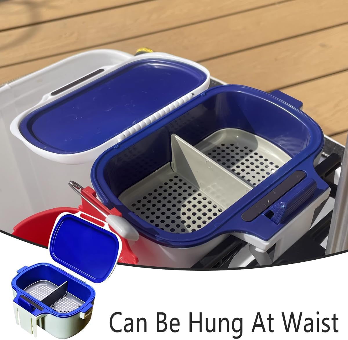 AIMALL Portable Fishing Live Bait Box with Moisturising Design, Heat Preservation, and Dual Compartments for Earthworms and Red Bugs, Compact Size 5.5X3.9X3.1In - Yellow image number 4