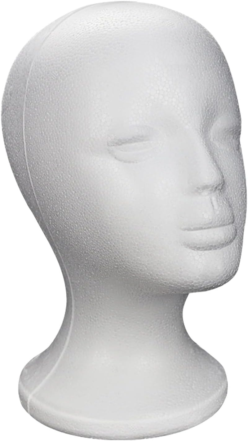 Fizepgo Foam Head Mannequin,Wig Display Mannequin | Manikin Display Model Support Props for Hairdressing Arts Hats Hairpieces Beauty Salon Headphones Halloween image number 3