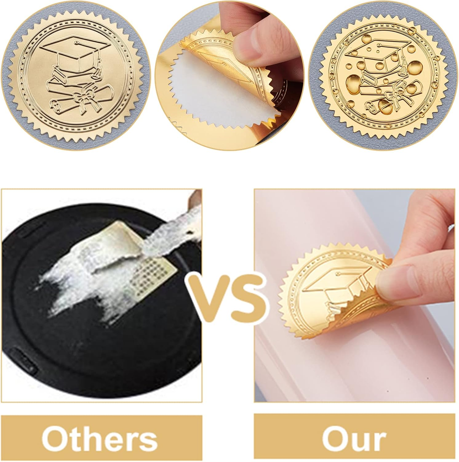 CRASPIRE Sea Shell Stickers 2" Gold Foil Envelope Decorative Seals 100Pcs Seashell Ocean Summer Embossed Seals Adhesive Decal Label for Leter Wedding Invitations Envelopes Gift Packaging Card Making image number 4