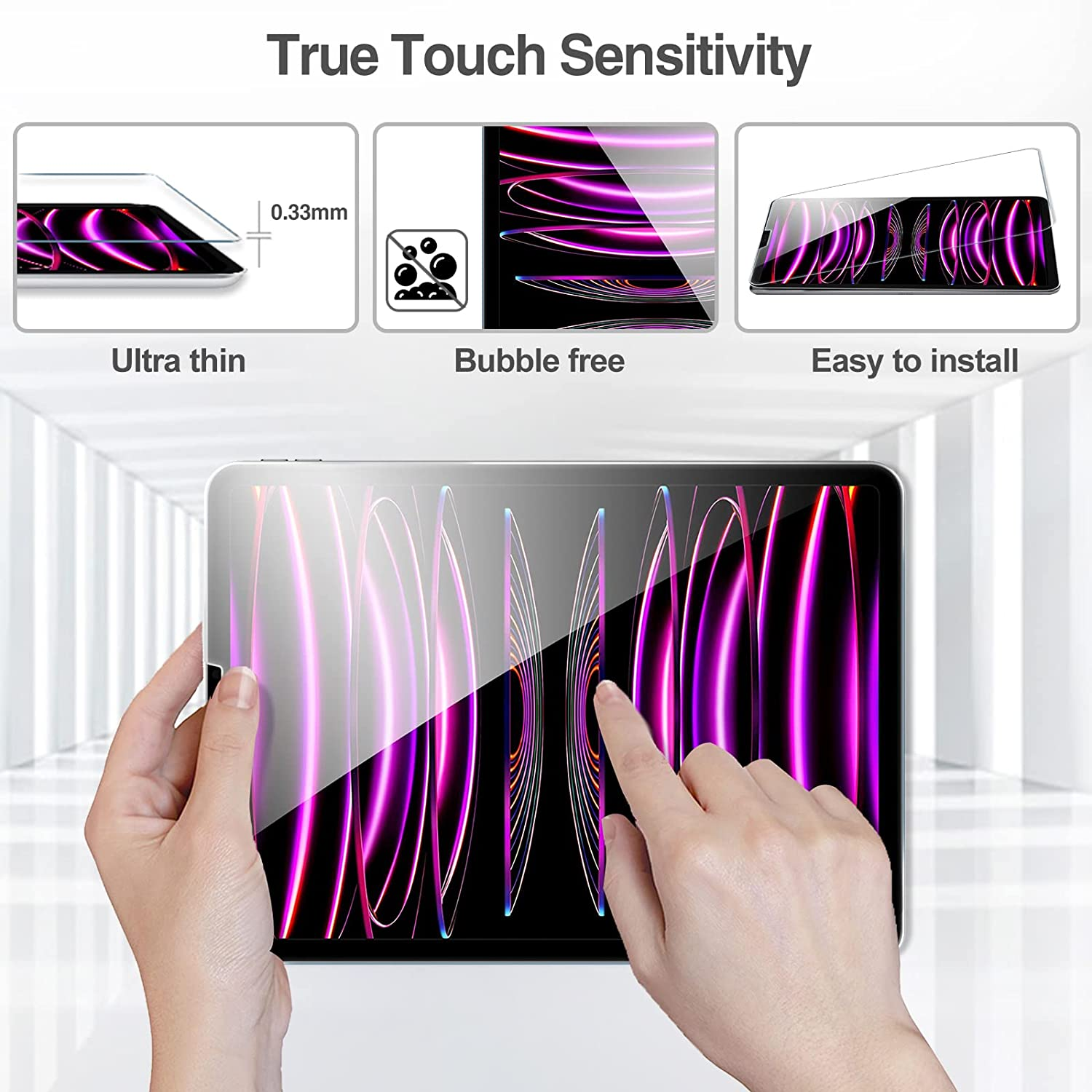 Procase Screen Protector for Ipad 12.9 6Th Gen 2022/ 5Th Gen 2021/ 4Th Gen 2020/ 3Rd Gen 2018, Tempered Glass Screen Film Guard Screen Protector image number 5