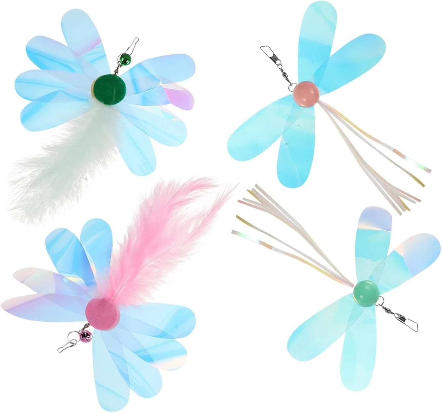 4Pcs Cat Toys Interactive Feather Teaser Refills - Butterfly & Dragonfly Plume Attachments for Indoor Cats, Durable Kitten Exercise Toys for Endless Fun, Swaying Motion Stimulation image number 4