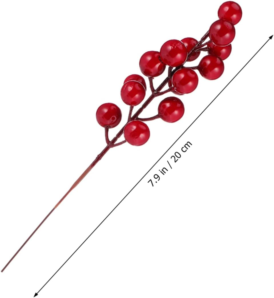 20Pcs Artificial Berry and Pine Needle Branches for Christmas Decorations Lifelike Holiday Wreath and Craft Supplies Green and Needles Berries image number 3