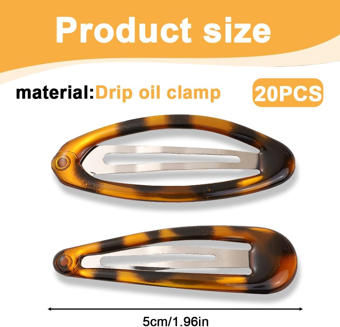 WUSJCOF Pack of 20 Women'S Thin Hair Clips, Metal Hair Clips, Non-Slip Hair Clips, French Tortoiseshell Look, Double Handle Snap image number 1