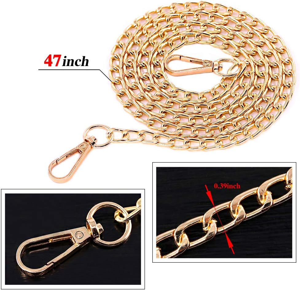 Swpeet 3Pcs Purse Chain Strap Slim Wide 7Mm for Comfortable Flat Metal Strap - Bronze image number 7
