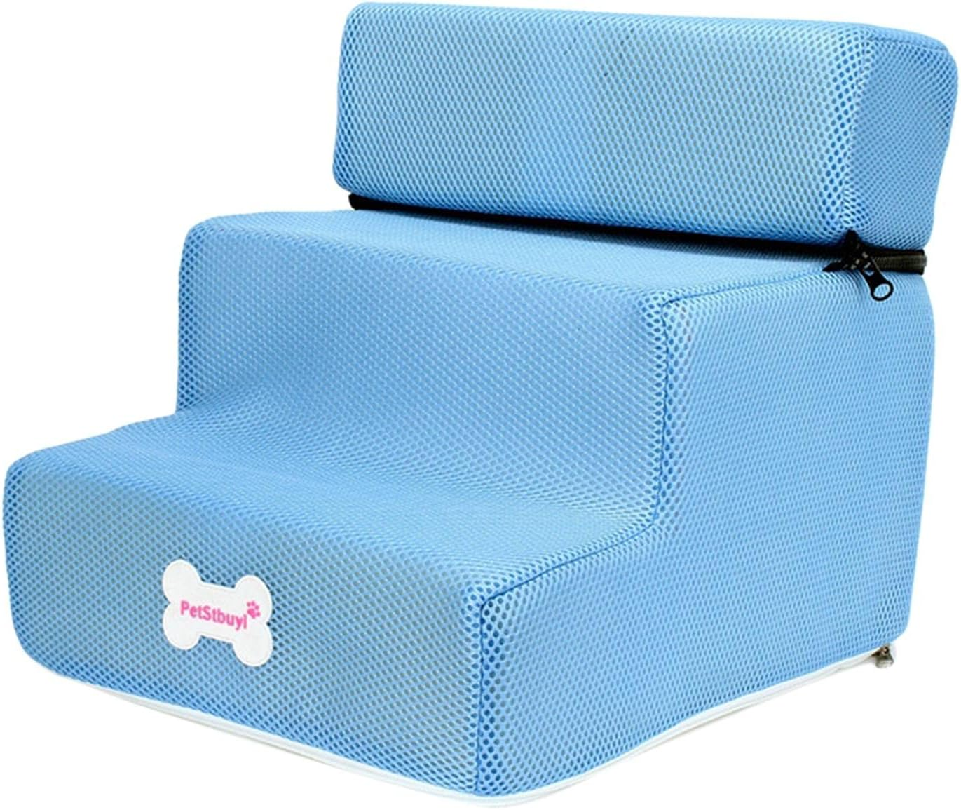 B Baosity Portable Cat Ramp Ladder Washable Dog Stairs Steps for Sofa Couch Pet Kitten Kitty, Blue image number 2