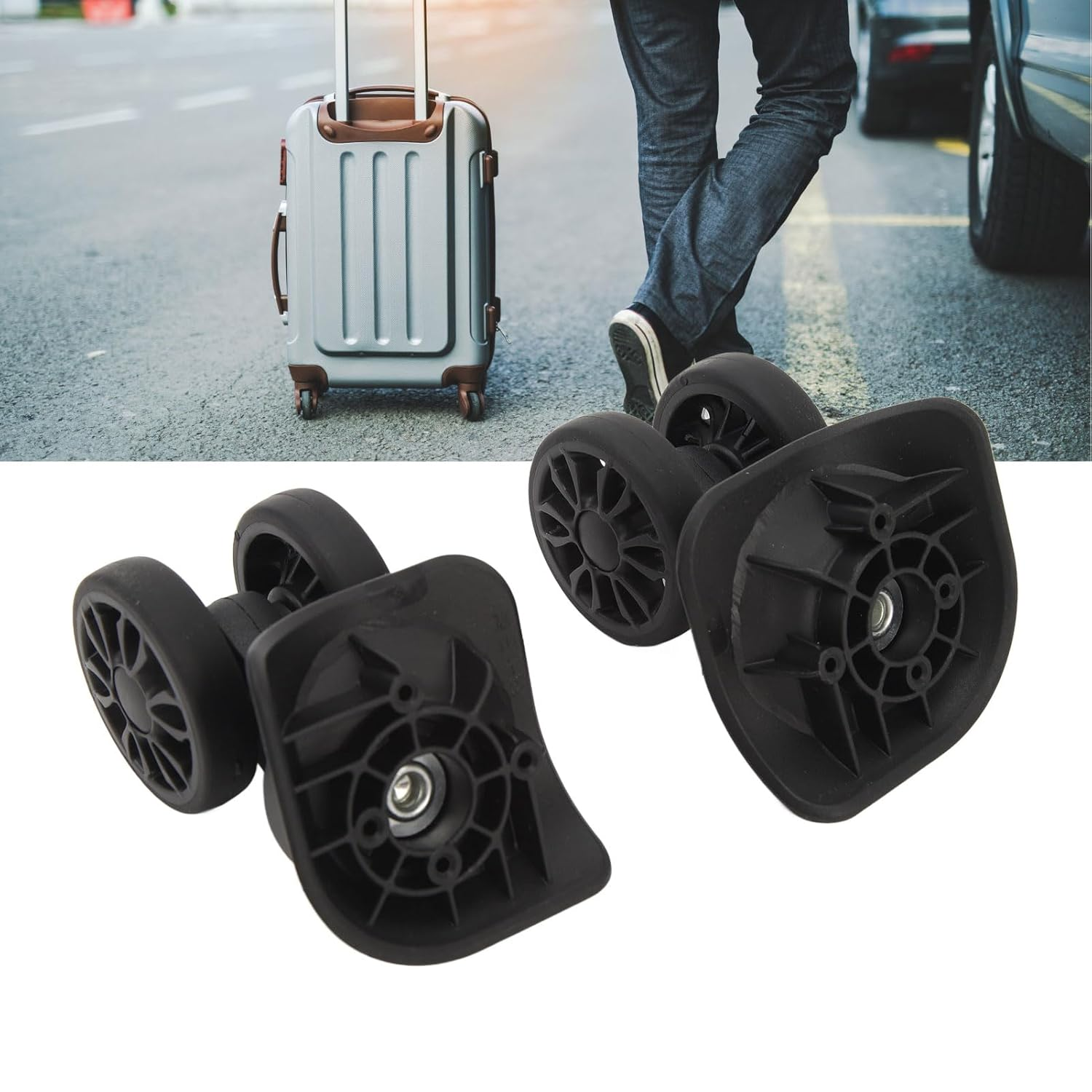 Universal Replacement Luggage Wheels, 2-Pack, Easy Installation Suitcase Caster image number 2