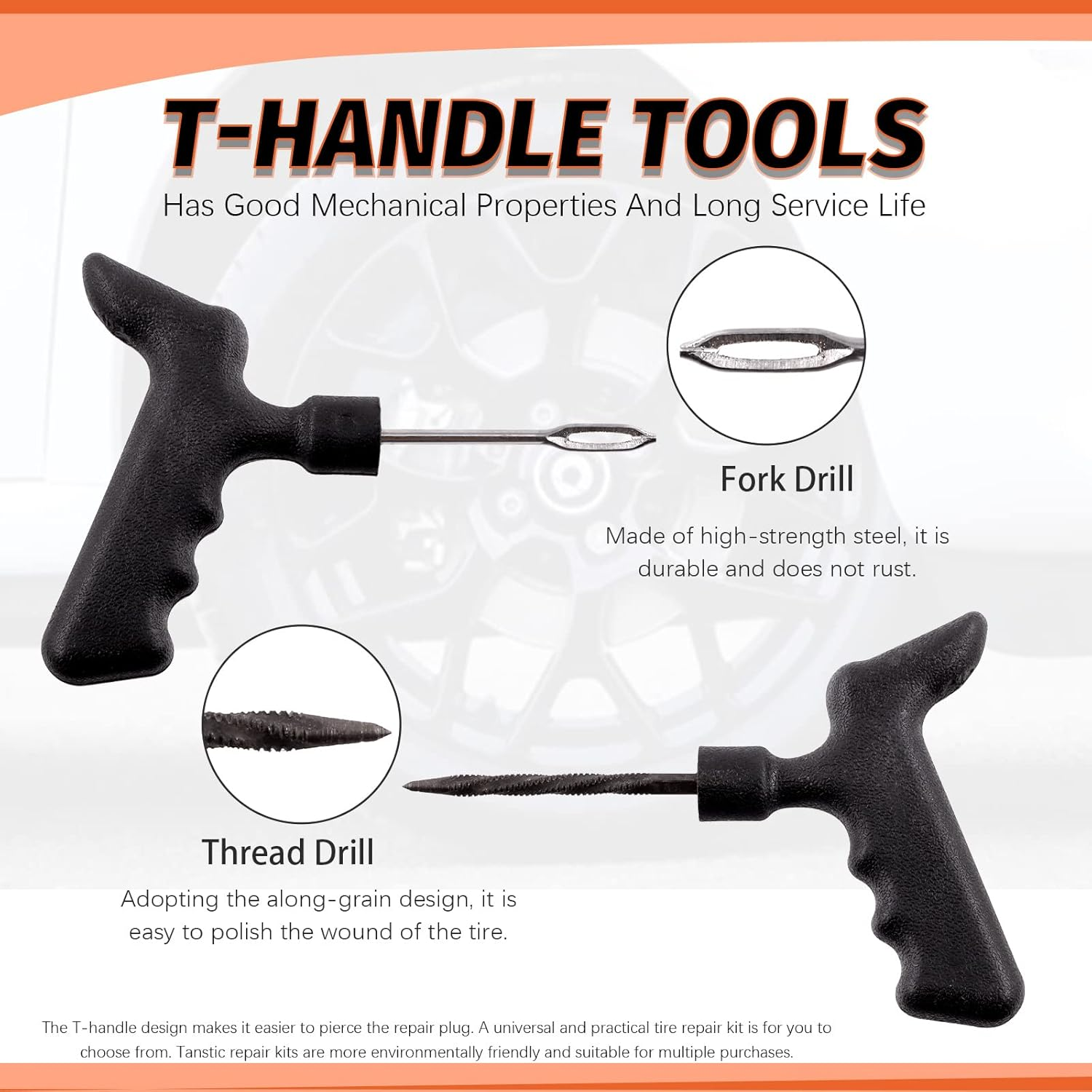 Tanstic 8Pcstire Repair Tools with Plugs Sets for Car, Truck, Motorcycle, ATV, RV, Tractor image number 4
