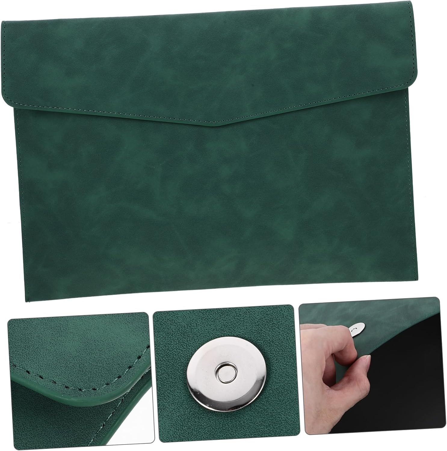 Veemoon Faux Leather Document Organizer Bag Portable Button Pouch for Files Passports Essentials Versatile Storage for Men Teachers Students image number 5