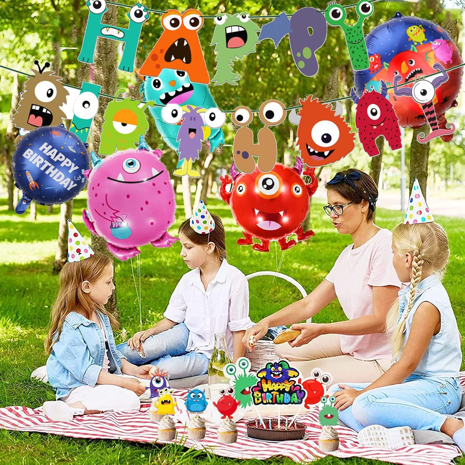 Weploda Pack of 20 Monster Party Children'S Birthday Decoration, Children'S Birthday Decoration, Monster Party Set, Suitable for Children'S Birthday Party, Cartoon Theme Party Decoration image number 2