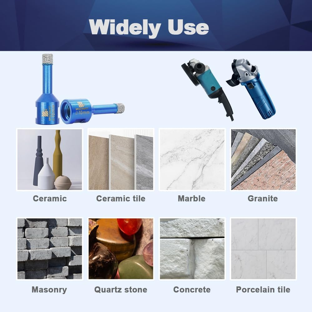 BRSCHNITT M14 Tile Drill Bit Diamond Drill Bit 6 Mm, 10 Pieces M14 Diamond Drill Bit for Porcelain Ceramic Tiles Marble Granite Stone image number 4