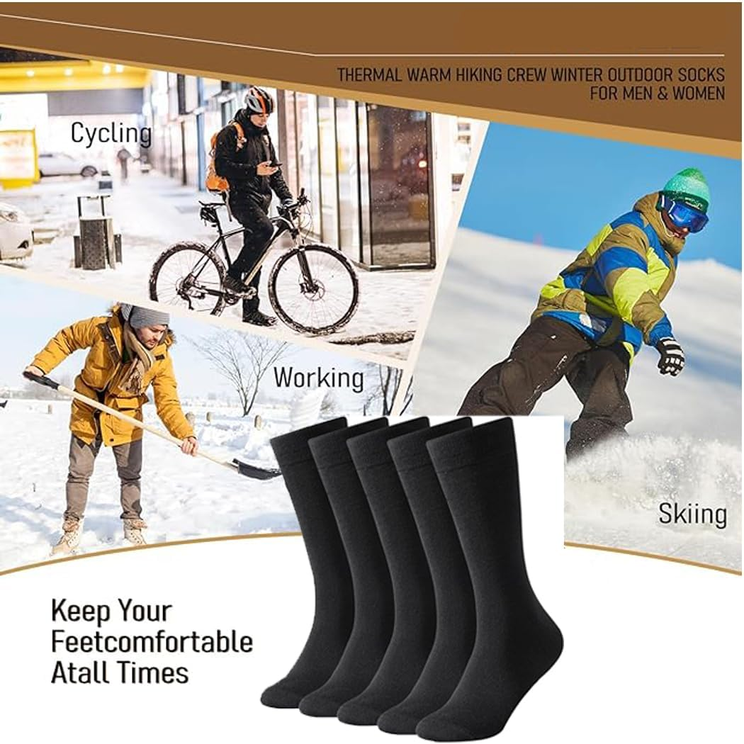 Idopick 5 Pairs Socks Thermal Thick Winter Warm Cozy Hiking Work Boot Socks for Outdoor & Everyday Wear Christmas Gift image number 2
