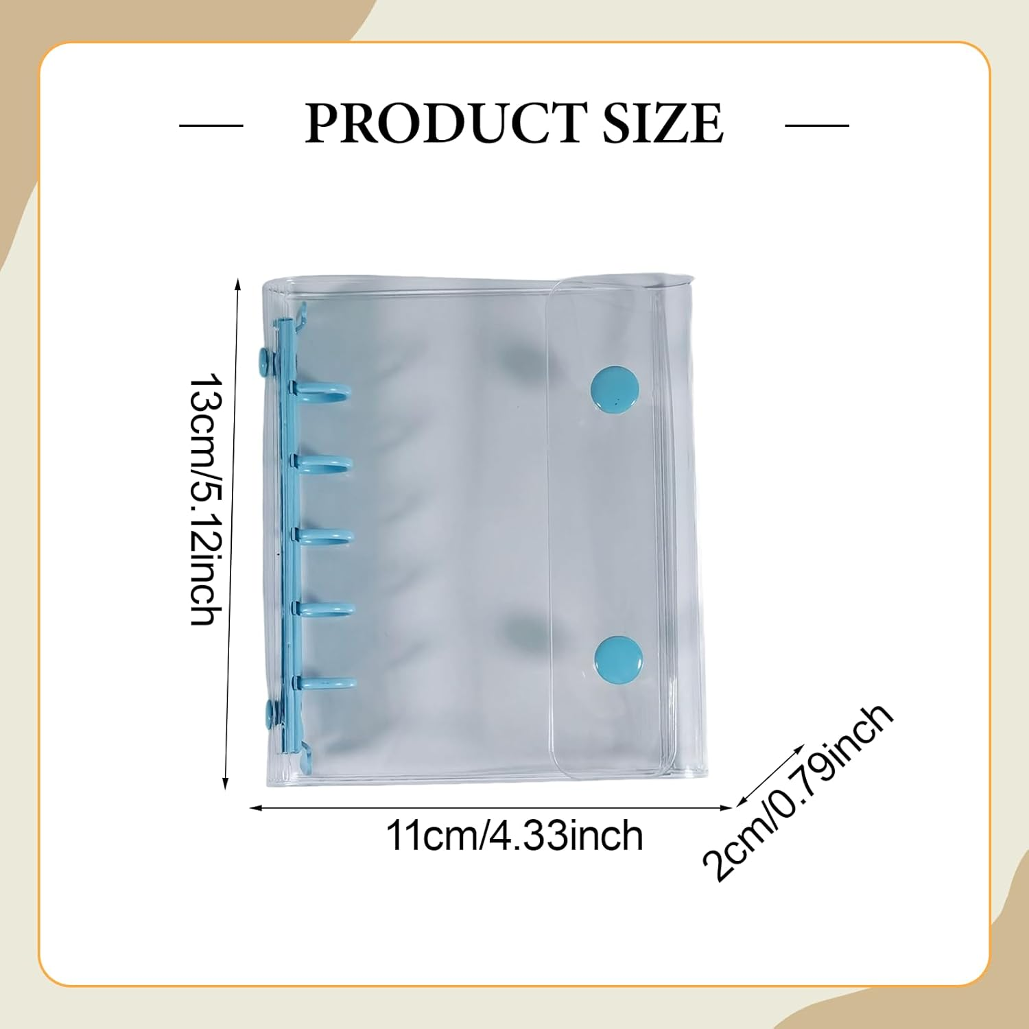 Binder Covers Notebook Transparent 5 Holes Closure Loose Leaf Folder with Binder Inner Paper for Valentines Graduation Travel, Blue