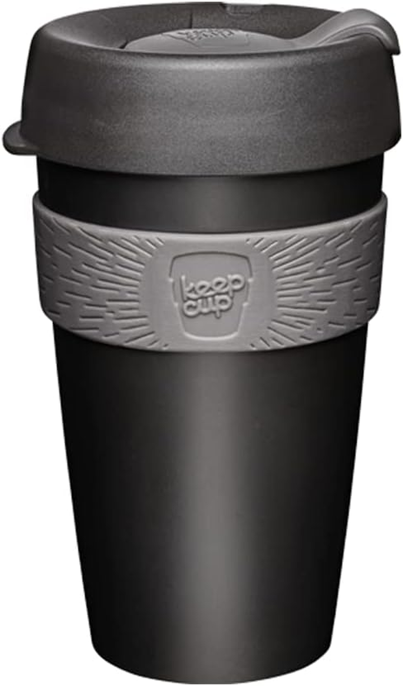 Keepcup Original, Lightweight Plastic Reusable Coffee Cup with Splashproof Sipper Lid - 8Oz/227Ml - Black