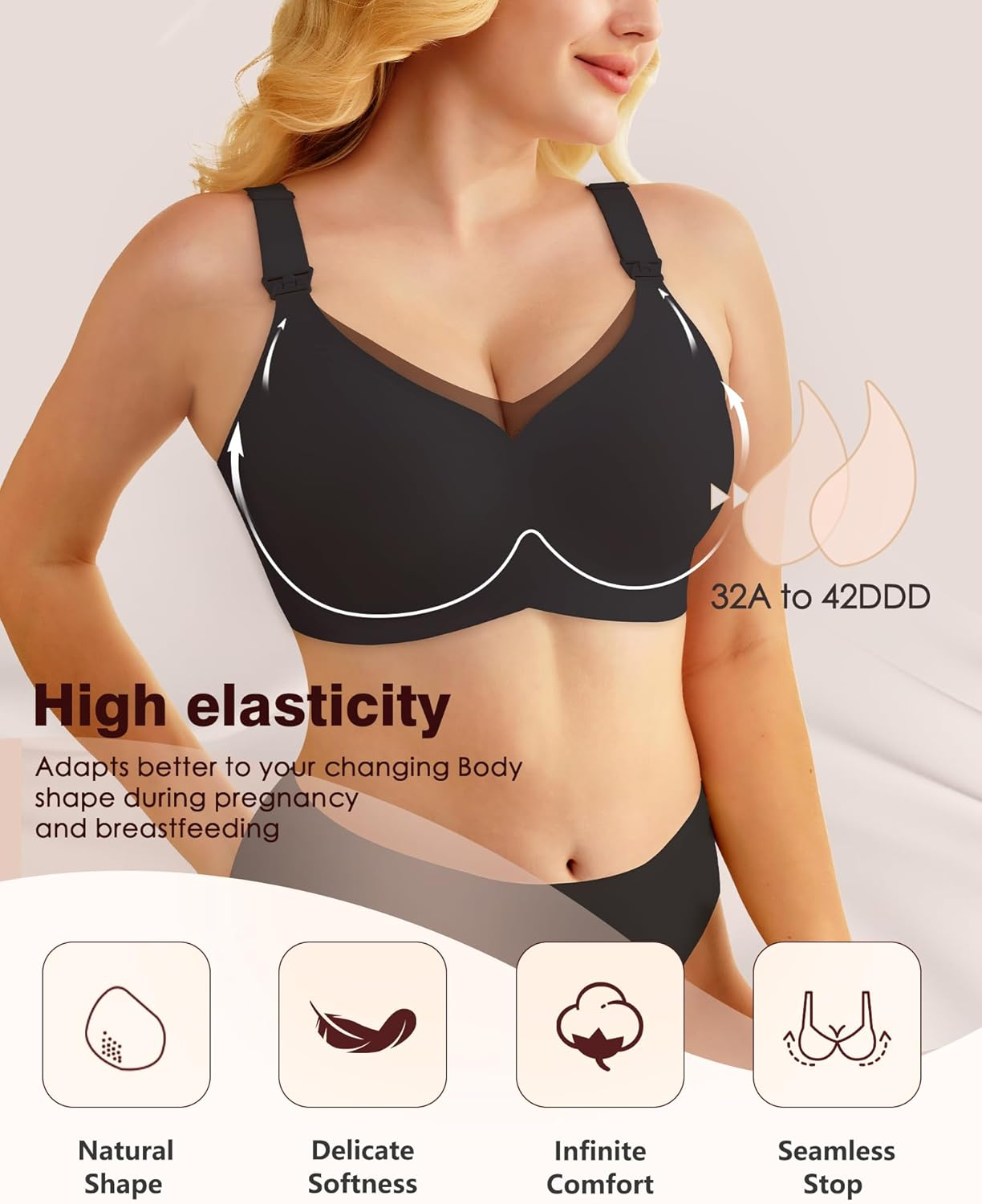 As Fairy Nursing Bras for Breastfeeding Mesh Lace Seamless Maternity Bra Pregnancy Sleep Wireless Bralette image number 6