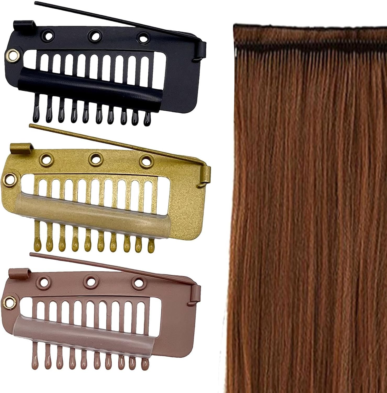 Chunni Dupatta Clip with Safety Pins | Hair Chunni Clips with Safety Pins | Strong Chunni Clip | Easy to Use Hair Extension Clips | Wig Clips for Hair Extensions for Women - 3Pcs/3 Colors image number 3