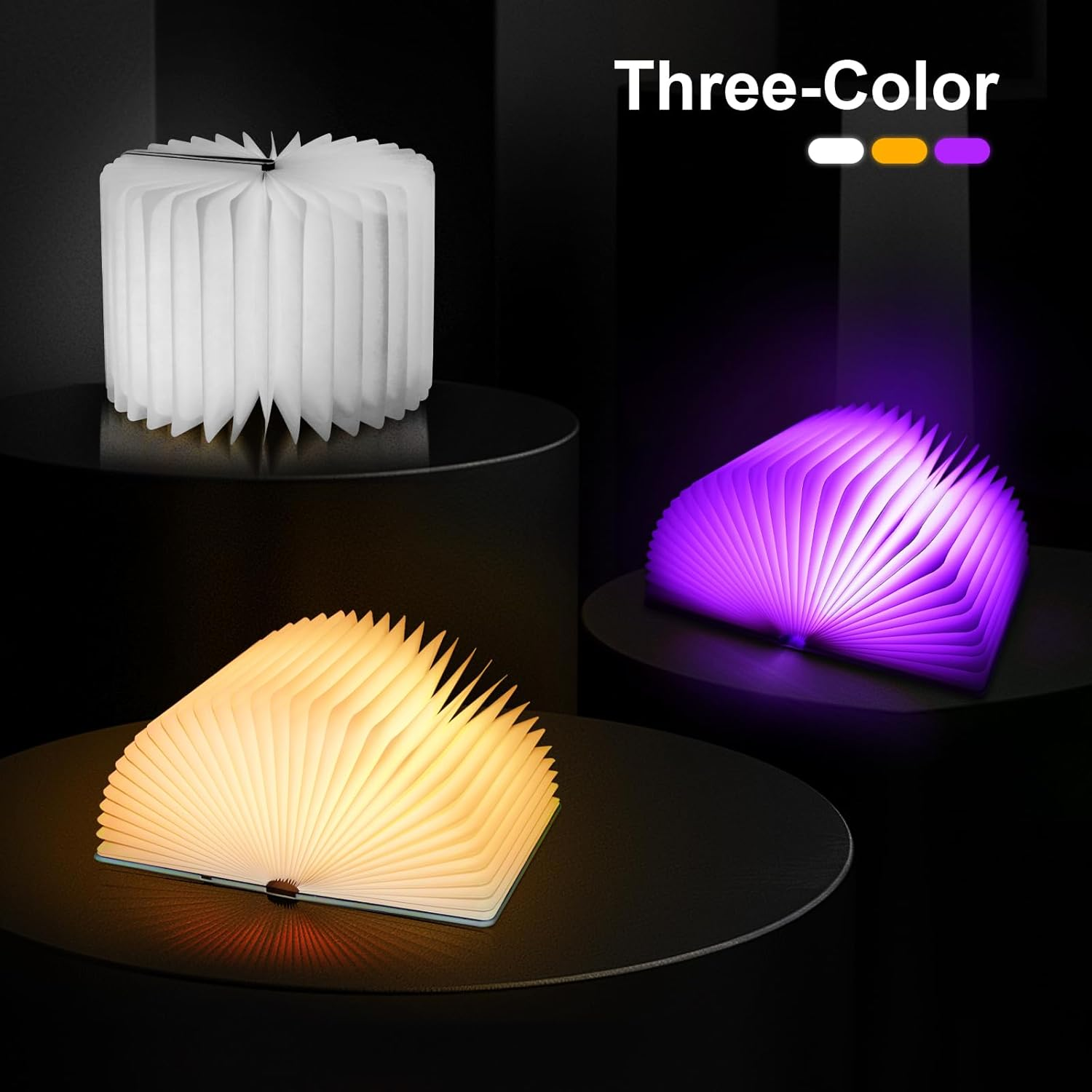 QXMGCBOK Decorative LED Book Lamp with Relief Design - RGB Mood Light, USB Chargeable, for Family and Living Room Design (Bronze Colour) image number 2