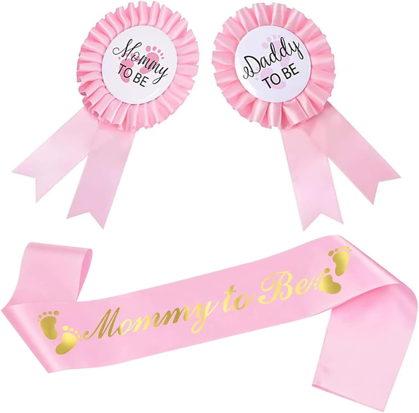 3 Packs Baby Shower Decorations Mommy to Be Sash, Daddy and Mommy to Be Badge Pin Button for Baby Shower Celebration Gender Reveals Party Favor New Dad Mom Gifts