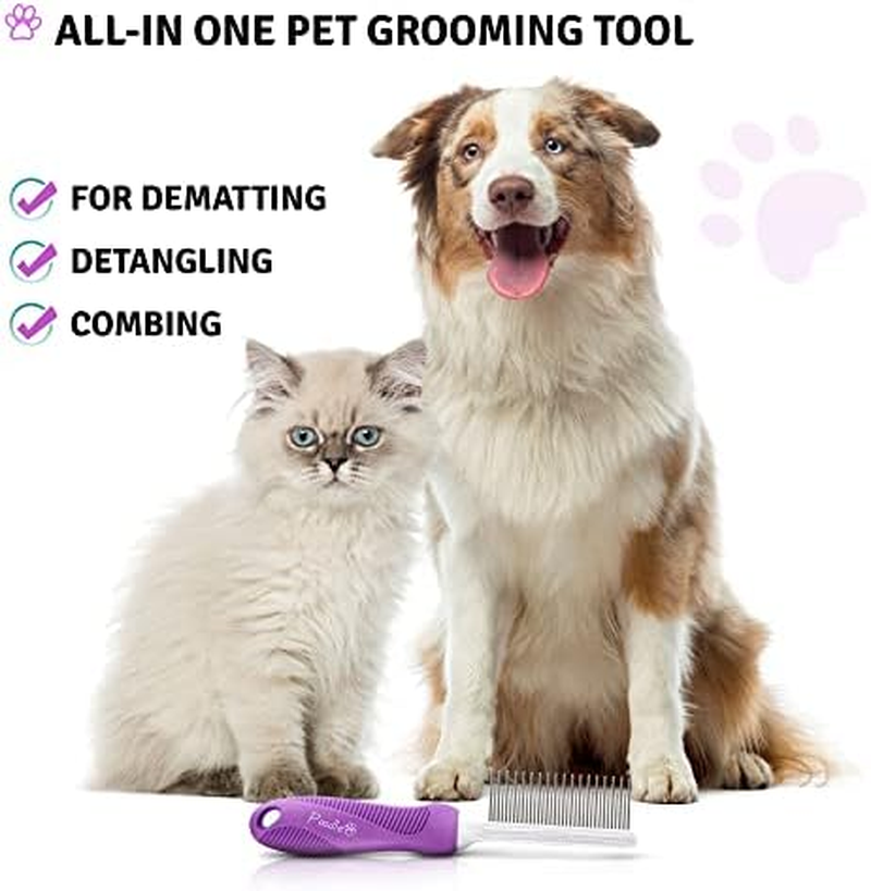 Pet Comb with Long & Short Stainless Steel Teeth - Dog Comb for Removing Matted Fur, Knots & Tangles &ndash; Detangler Tool Accessories for Safe & Gentle DIY Dog & Cat Grooming image number 5