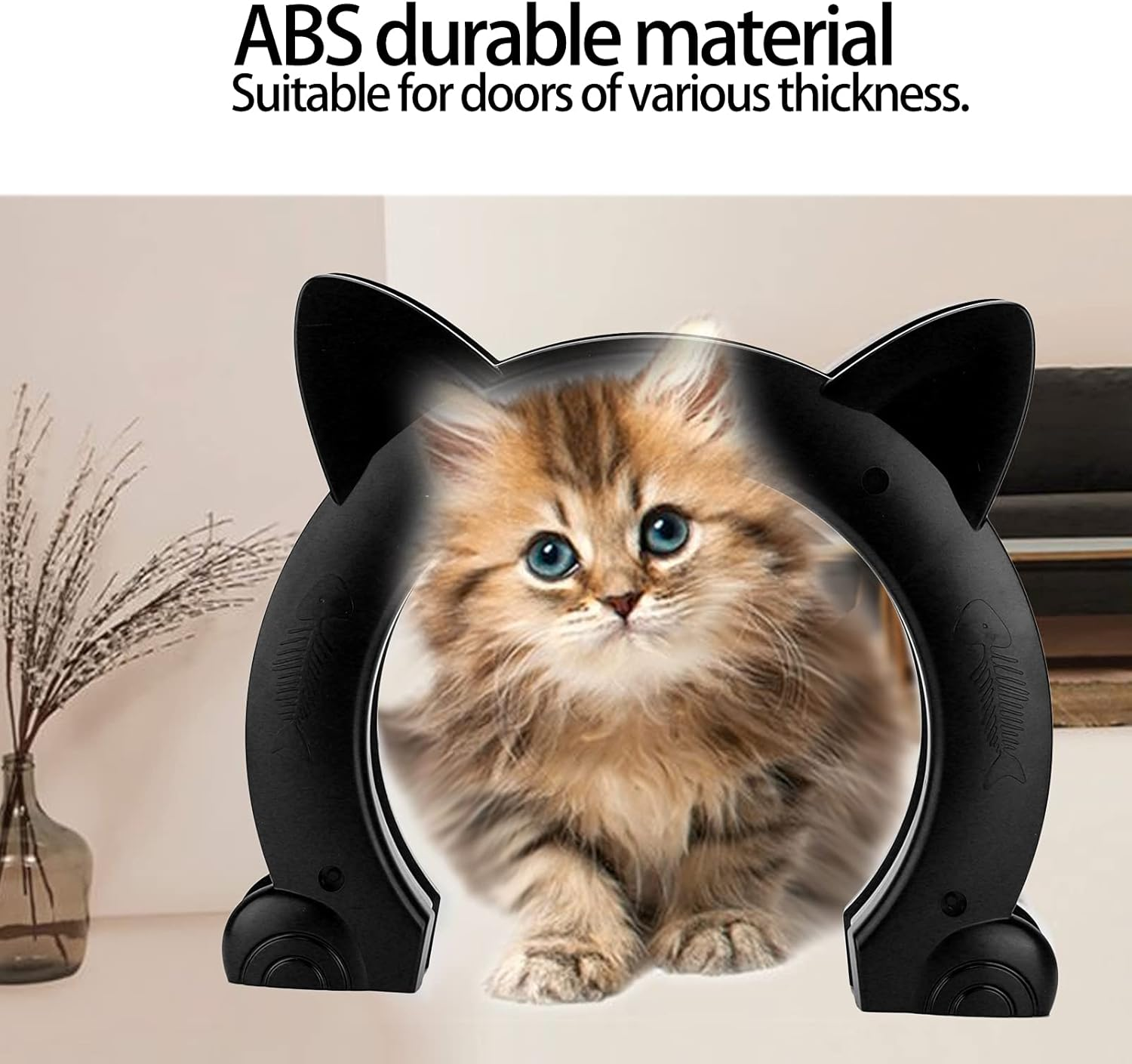 Cat Door, ABS Material Easy to Install Pet Gate for Window for Household Doors for Interior Exterior(Black) (Color : Black) image number 5