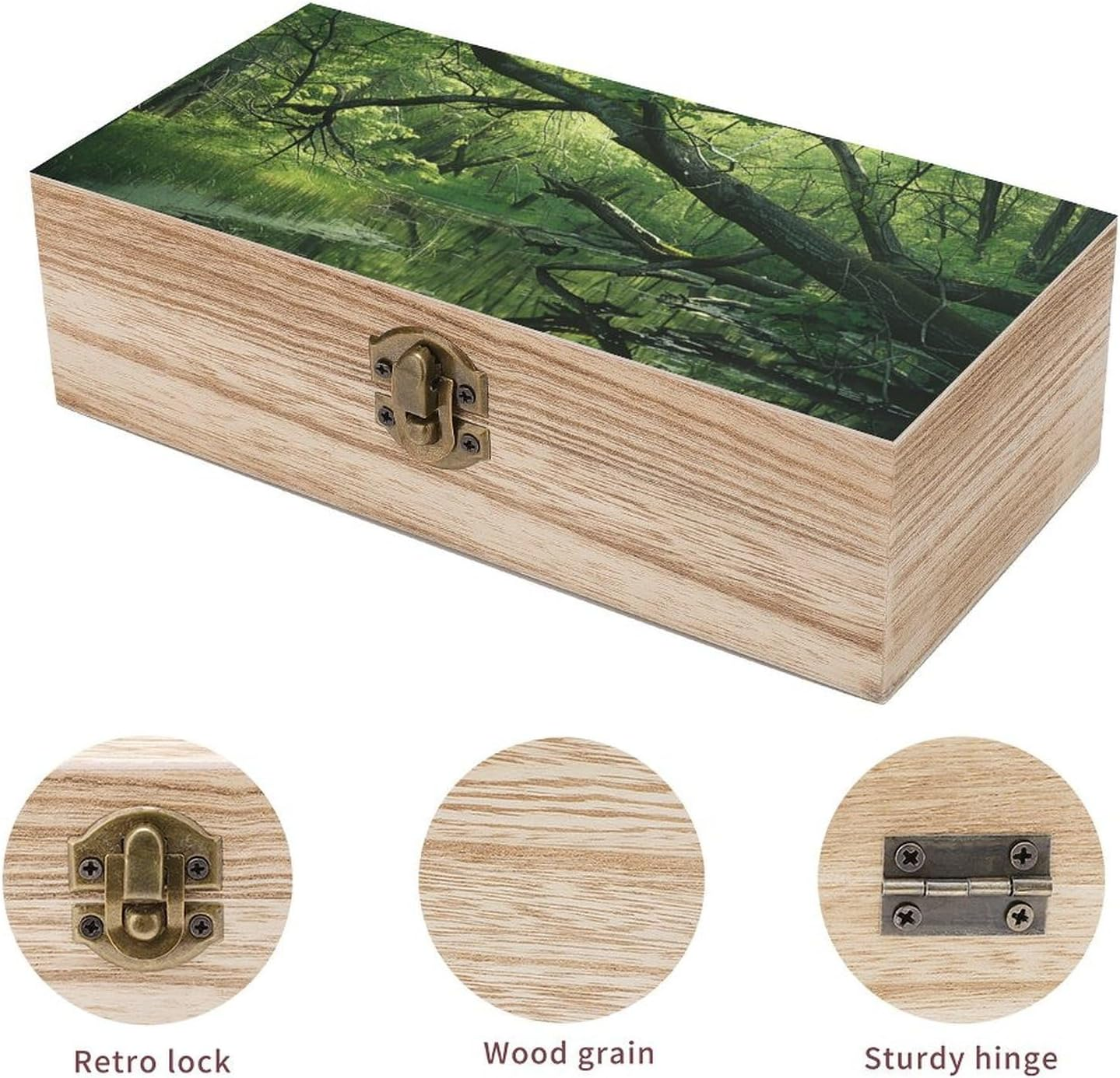 An Ancient Swamp Wooden Box Wood Wedding Keepsake Boxes with Lids Small Decorative Boxes Lightweight Wooden Memory Storage Box for Crafts Keepsakes Jewelry Photo Letter Storage image number 4