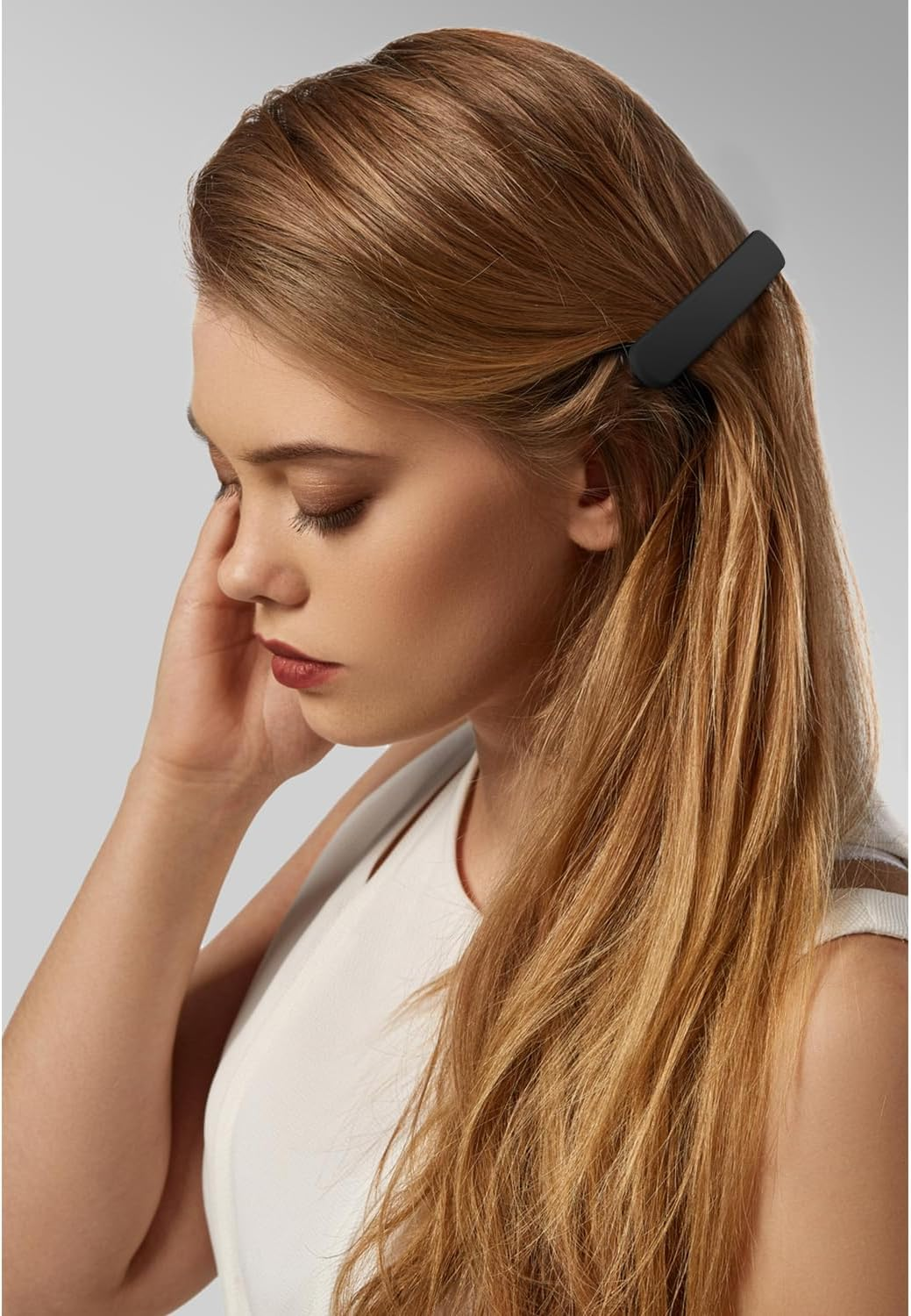 Hair Clip, Black Matte Barrettes for Women 4Pcs, Flat Hair Clips for Thin Fine Hair, Hair Pins for Short Medium Hair, Cute Hair Accessories for Women Girls - Black image number 2