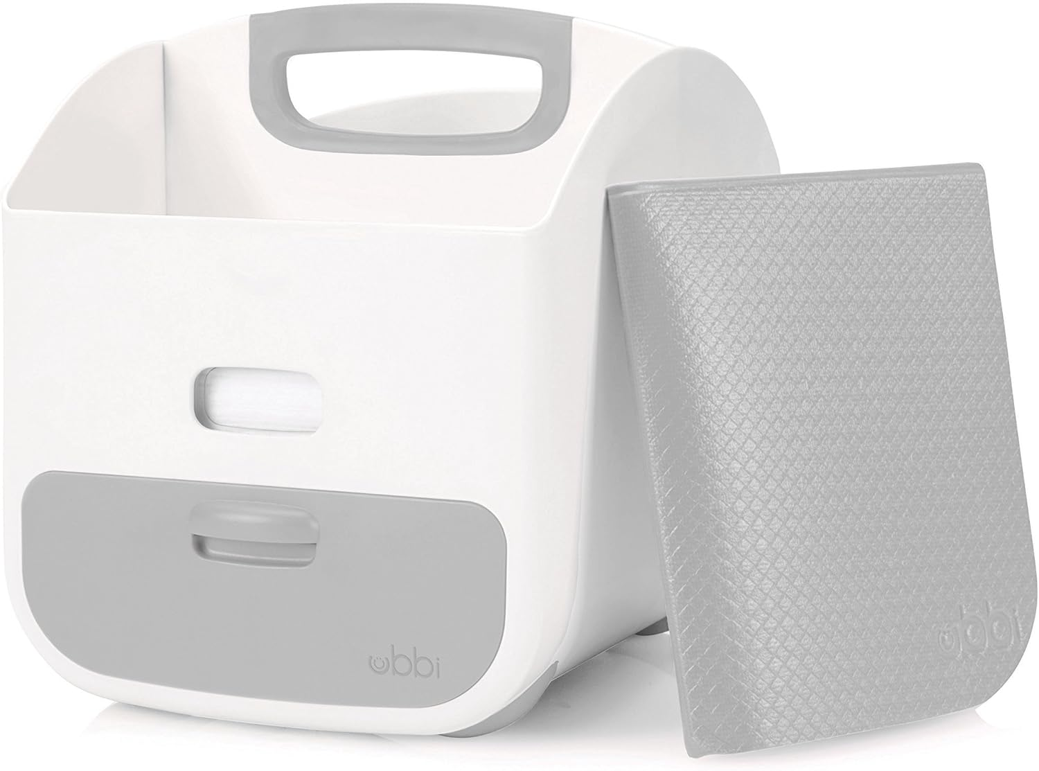 Ubbi Portable Diaper Changing Station Diaper Storage Caddy Organizer with Changing Mat, Stores Baby Diapers, Wipes and Baby Accessories, Gray