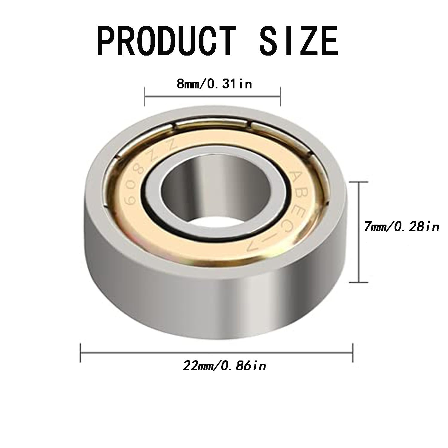 Tjhypenete 40 Pcs 608 ZZ Ball Bearings, 8 X 22 X 7 Mm Bearing Steel Skateboard Bearings, Double Iron Shielded Miniature Deep Groove Ball Bearings for Inline Skates, Scooters, Long Boards Roller Blade image number 6
