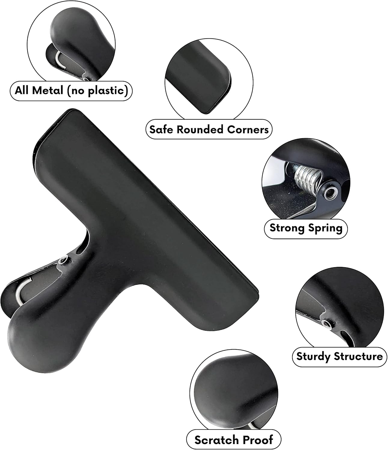 Croc Jaws Chip Clips - Non Magnetic. Stainless Steel. 3 Inches - Pack of 6, Black image number 5