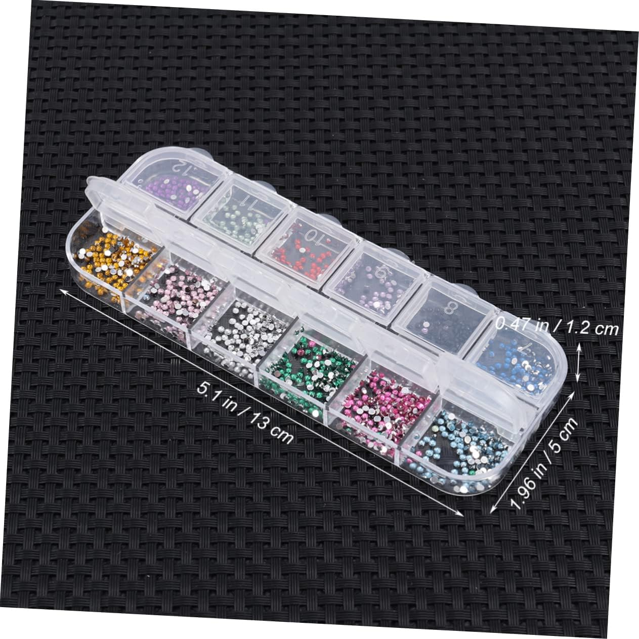 HONMEET 1.5Mm Nail Rhinestones Long Strip Box Nail Art Decorations for DIY Manicure Mixed Size Glitter Gems - Assorted Color image number 2