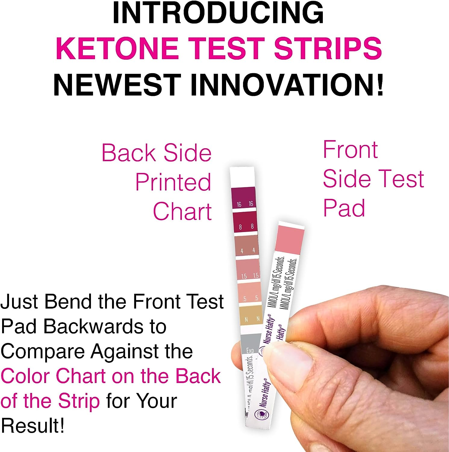 Nurse Hatty - Ketone Strips - Made in U.S.A. - High Performance Keto Test Strips Perfect for Ketogenic, Low Carb, Atkins & Paleo Diets + Free 38Pg. Ebook Education (100Ct. + 50 Free) image number 1