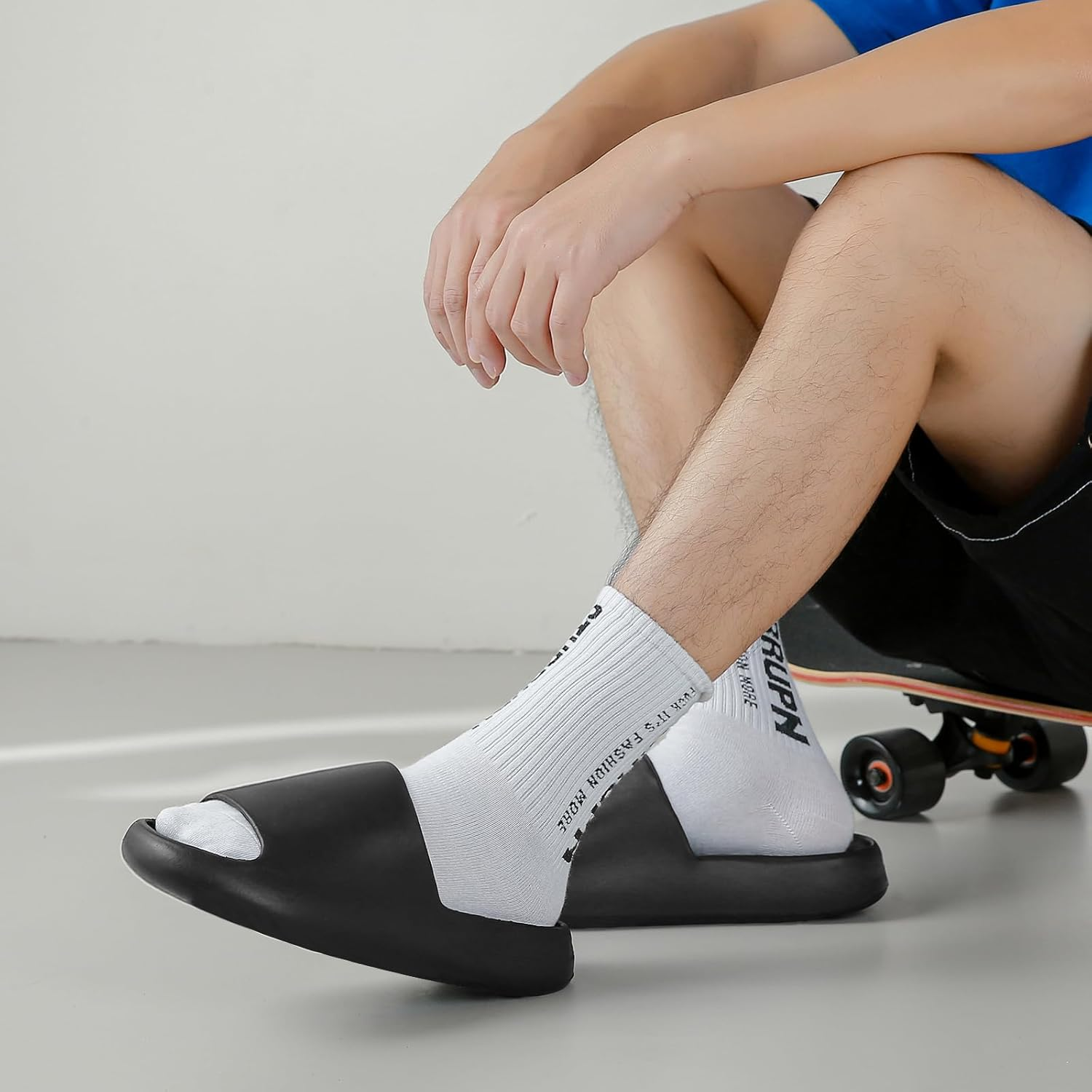 Cloud Slides for Women and Men, Comfort Platform Lightweight Slippers Slides, Unisex Foam Shower House Slippers, Summer Open Toe Sandals for Indoor and Outdoor, Black, 9.5 Women/8.5 Men image number 1