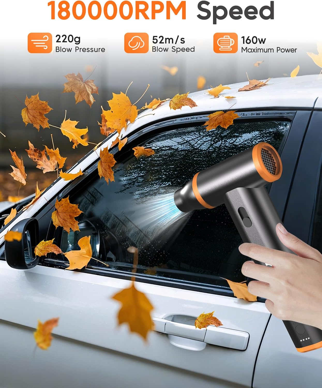 Yeeke Compressed Air Duster - Aluminum Alloy, Air Blower 180000 RPM Super Power 8000Mah & Cordless Variable Speed Control, Electric Air Duster for PC, Car, Electronics, Outdoor & Home Cleaning image number 1