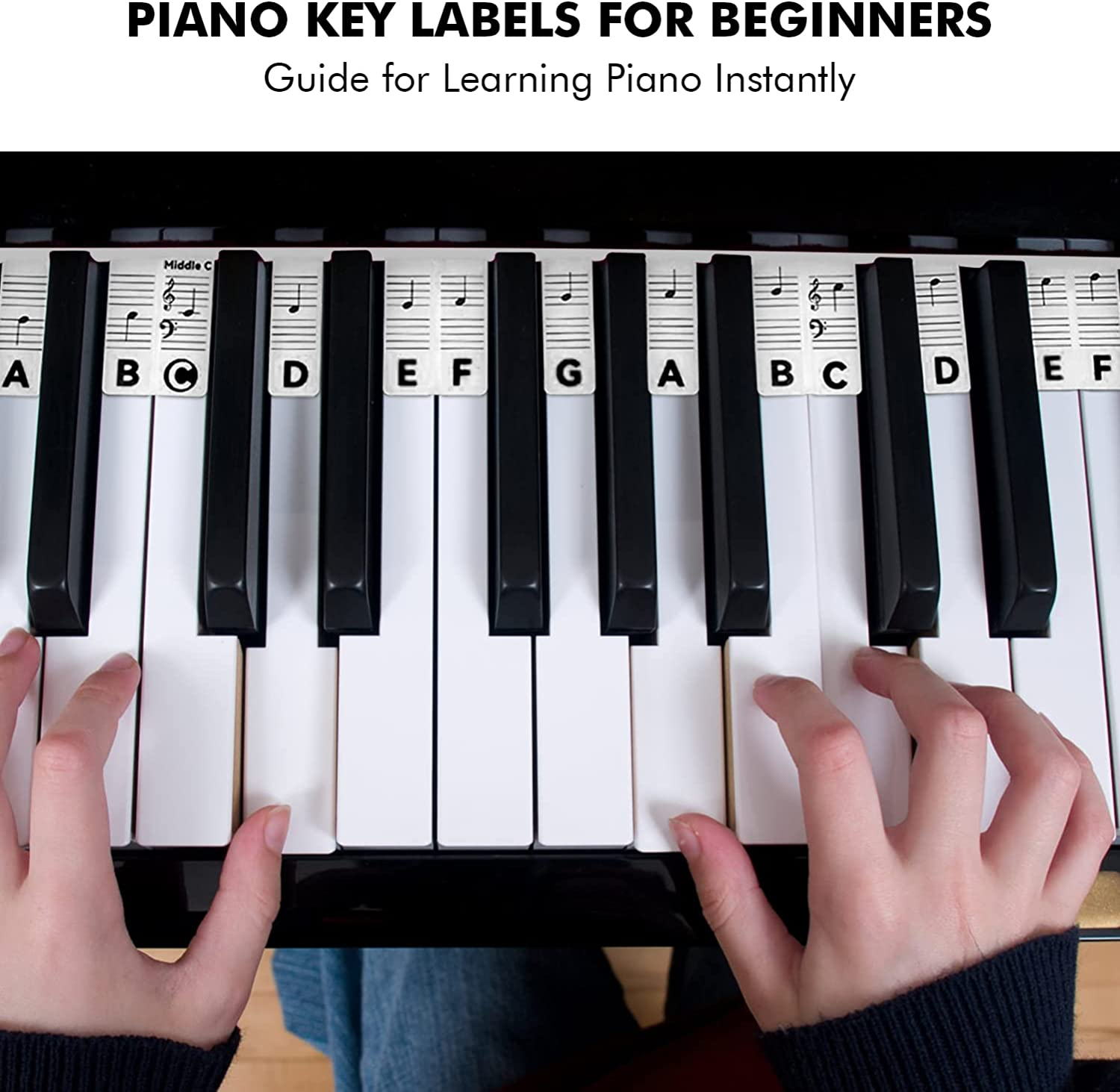 Removable Piano Keyboard Note Labels, Reusable Piano Notes Silicone Strips 88-Key Piano Music Notes Letter Label Guide without Stickers, a Great Learning Tool for Beginner Piano Player of All Ages