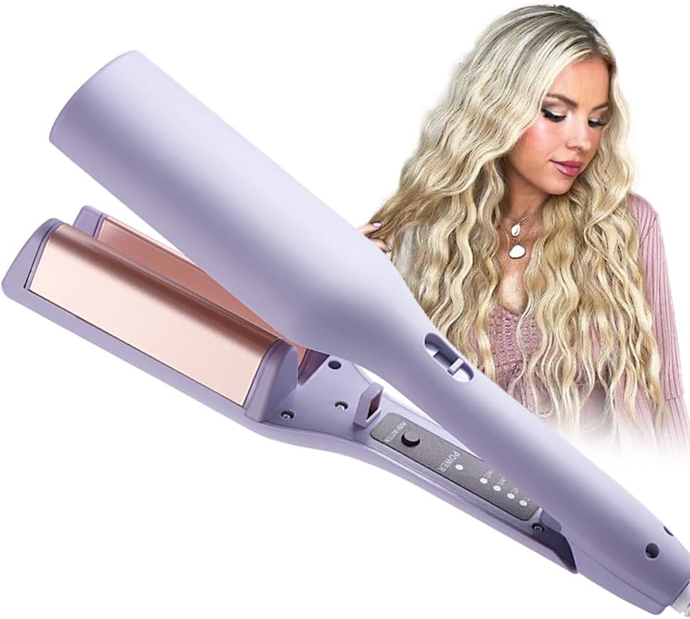 V Shape Curling Iron 32Mm Hair Deep Waver Adjustable Temperature Locking Button Hair Curler Ceramic Big Waves Crimper Hair Iron Styling Tool image number 3