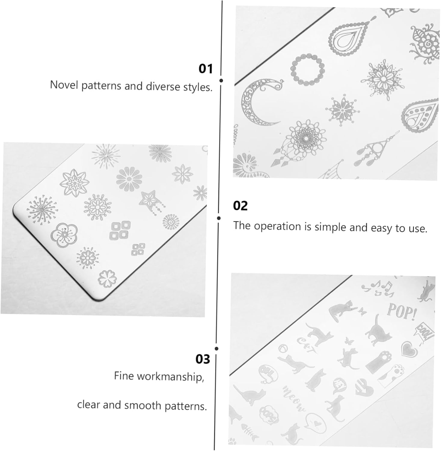 BATHVEVE 6Pcs Nail Art Stamping Plates Decorative Manicure Templates Nail Charms for Women image number 3