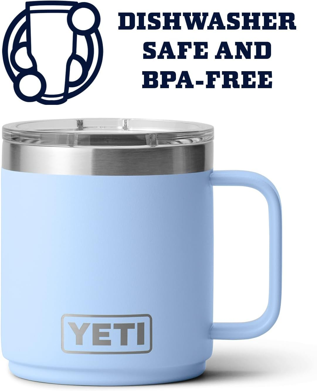 YETI Rambler 10 Oz Stackable Mug, Vacuum Insulated, Stainless Steel with Magslider Lid, Big Sky Blue image number 1