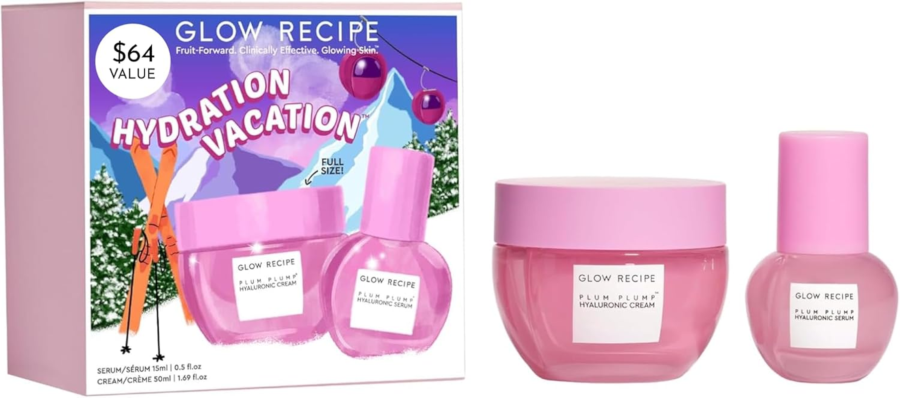 Glow Recipe Hydration Vacation Skincare Set - Plum Plump Hyaluronic Acid Moisturizer + Face Serum - Made with Antioxidant Plum & Vitamin B5 to Repair Skin Barrier and Improve Hydration (2 Count) image number 6