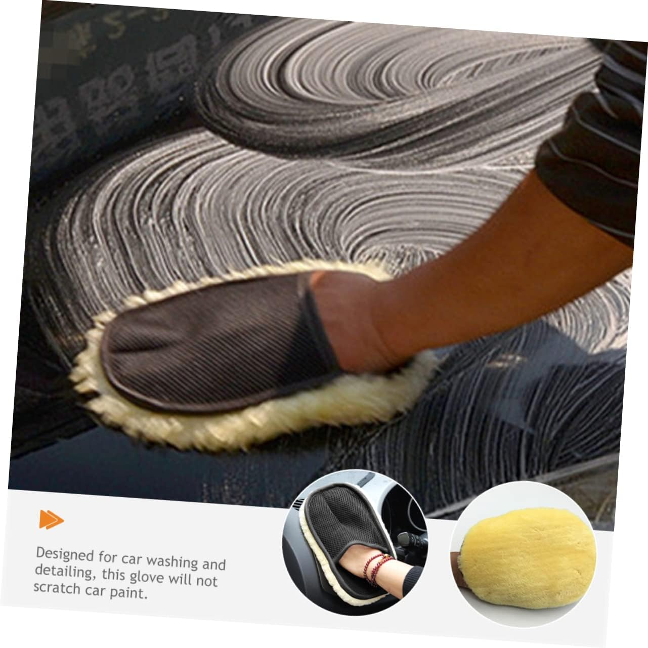 BESTYASH 6Pcs Wool Plush Car Wash Mitt Set Scratch-Free Auto Detailing Gloves Thickened Dusting Gloves for Vehicle Cleaning and Waxing image number 2