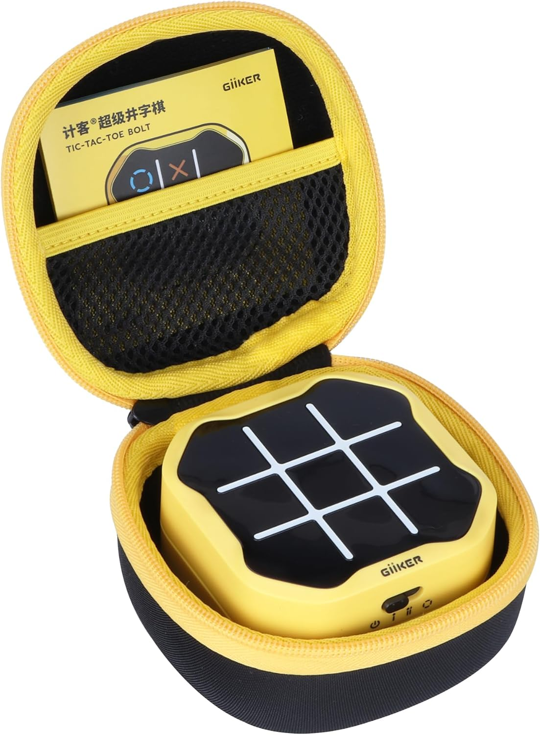 Lebakort Hard Case for Giiker Tic Tac Toe Bolt Portable 3-In-1 Puzzle Game Console, Black and Yellow Zip image number 3