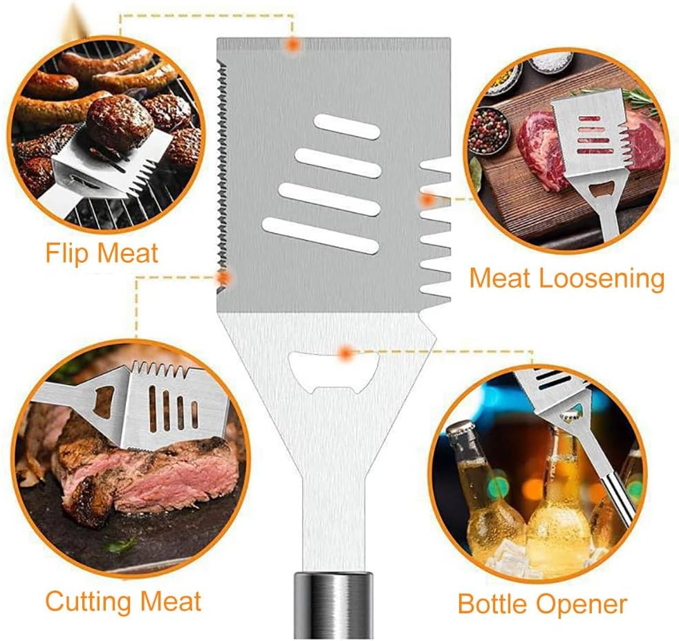 Ledlabs Professional BBQ Spatula Set (1/2/3-Pack) &ndash; 44.5Cm Extra Long Stainless Steel Grill Turner with Bottle Opener &ndash; Heat-Resistant Non-Slip Handle &ndash; Perfect for Burgers, Steaks (1) image number 4