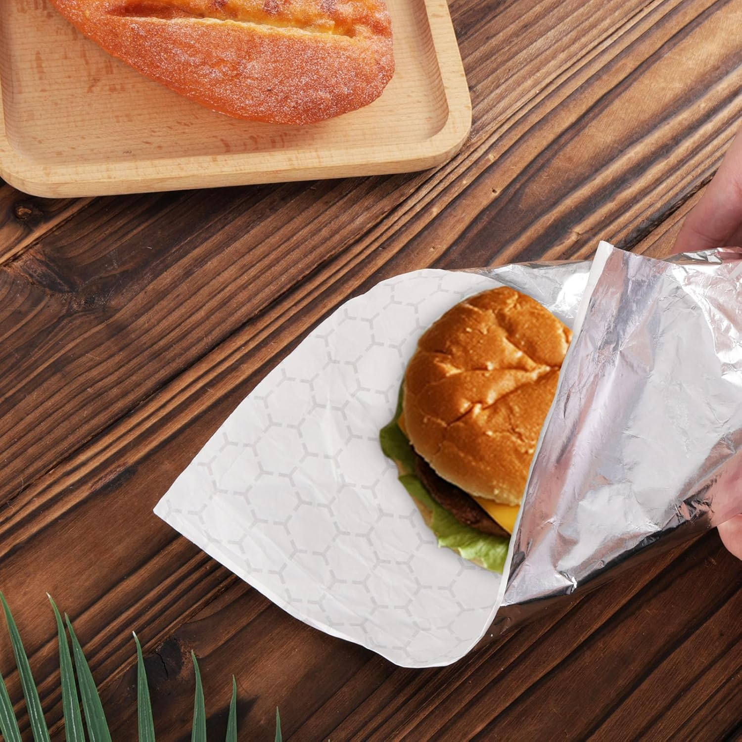 60Pcs Sandwich Wrap Sheets, 30X30Cm/12X12In Waterproof Insulated Foil Sandwich Wrap Sheets Practical Pre-Cut Aluminum Foil Papers for Hamburgers BBQ Burritos image number 5