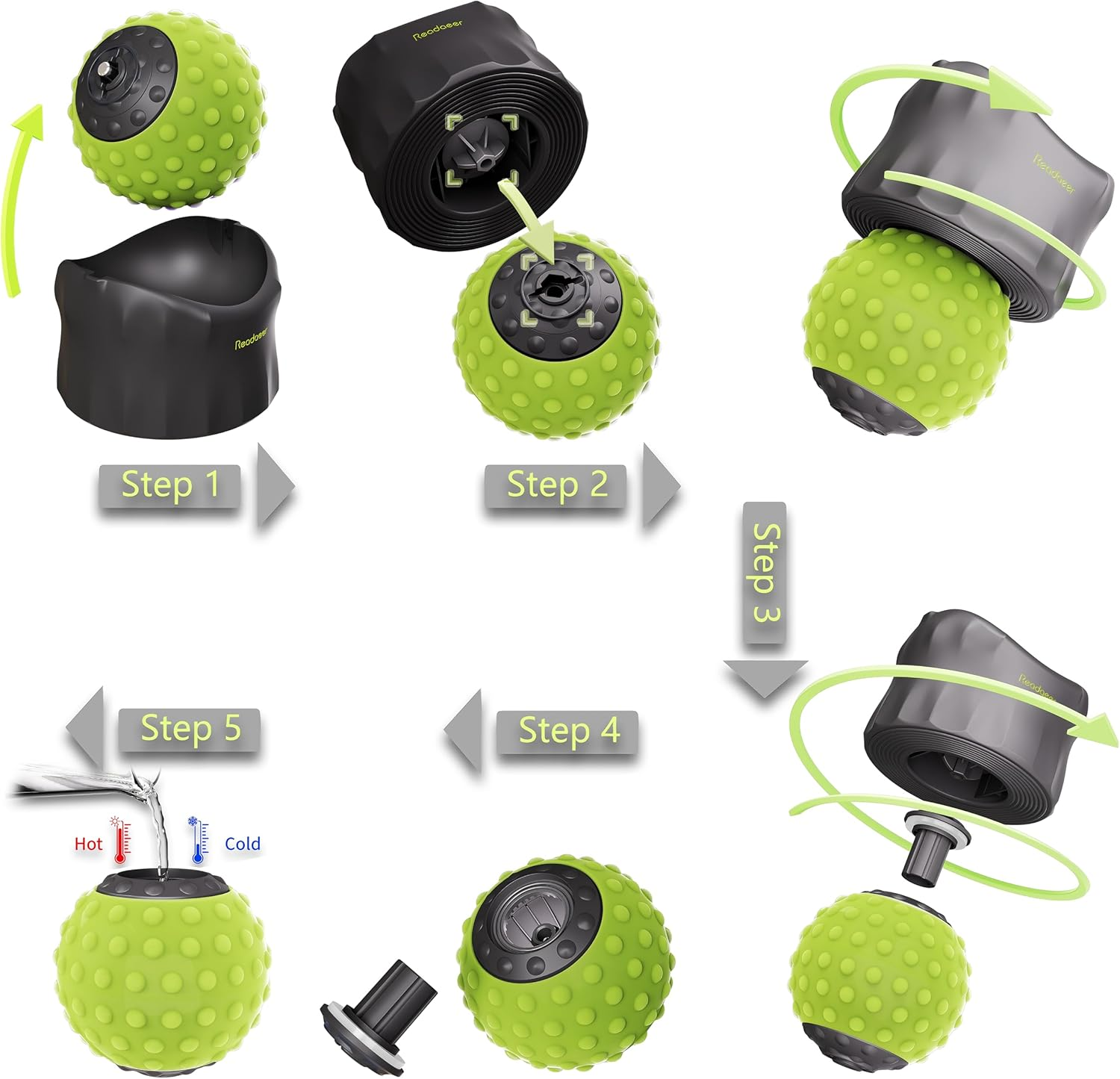 READAEER Manual Massage Roller Ball, Hot/Cold Compress Therapy, Lacrosse Massager and Therapy Tool for Physical Therapy, Myofascial Release, Muscle Relaxer, Acupoint Massage image number 4