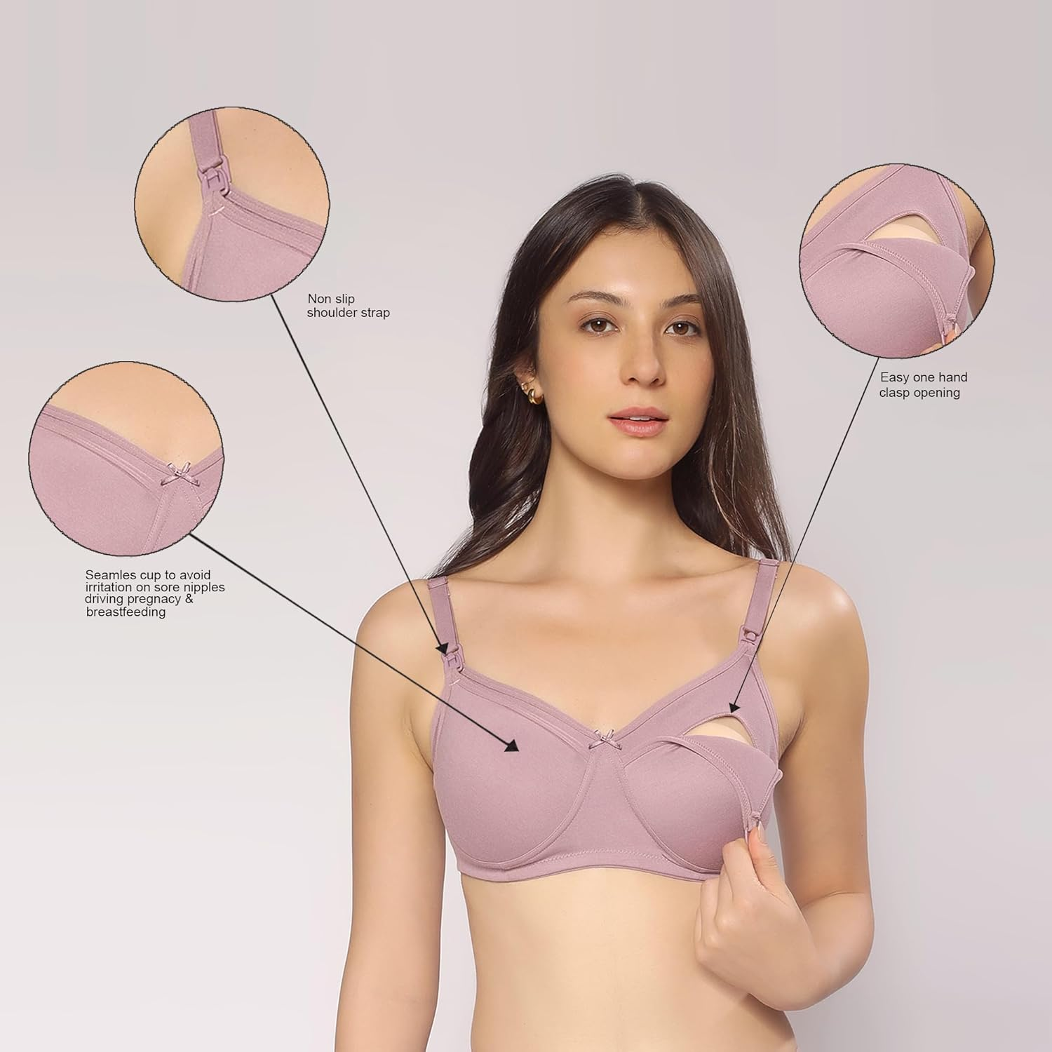 Momtobe Women'S Cotton Multicolor Full Cup Non Padded Feeding Bra/Nursing Bra/Maternity Bra Combo image number 5